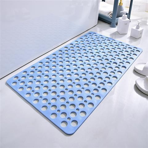 Square Non - slip Bathroom Mat With Suction Cup And Round Hole Design Shower Anti - fall Household Shower Massage Quick Drainage Mat - Expo GBlue53X53cm0