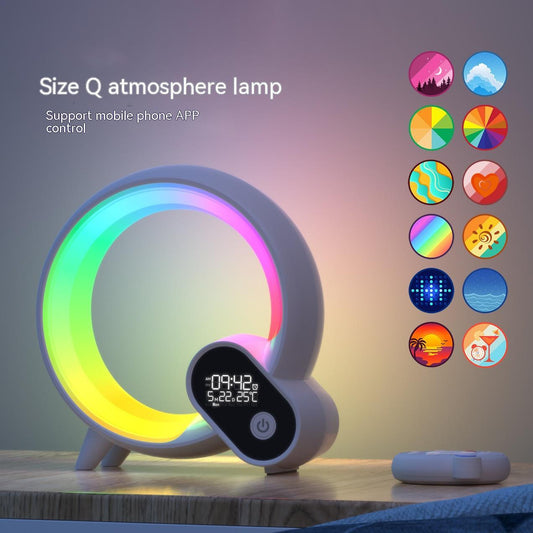 Creative Q Light Analog Sunrise Digital Display Alarm Clock Bluetooth Audio Intelligent Wake - up Q Colorful Atmosphere Light - Expo GBlackUSB0