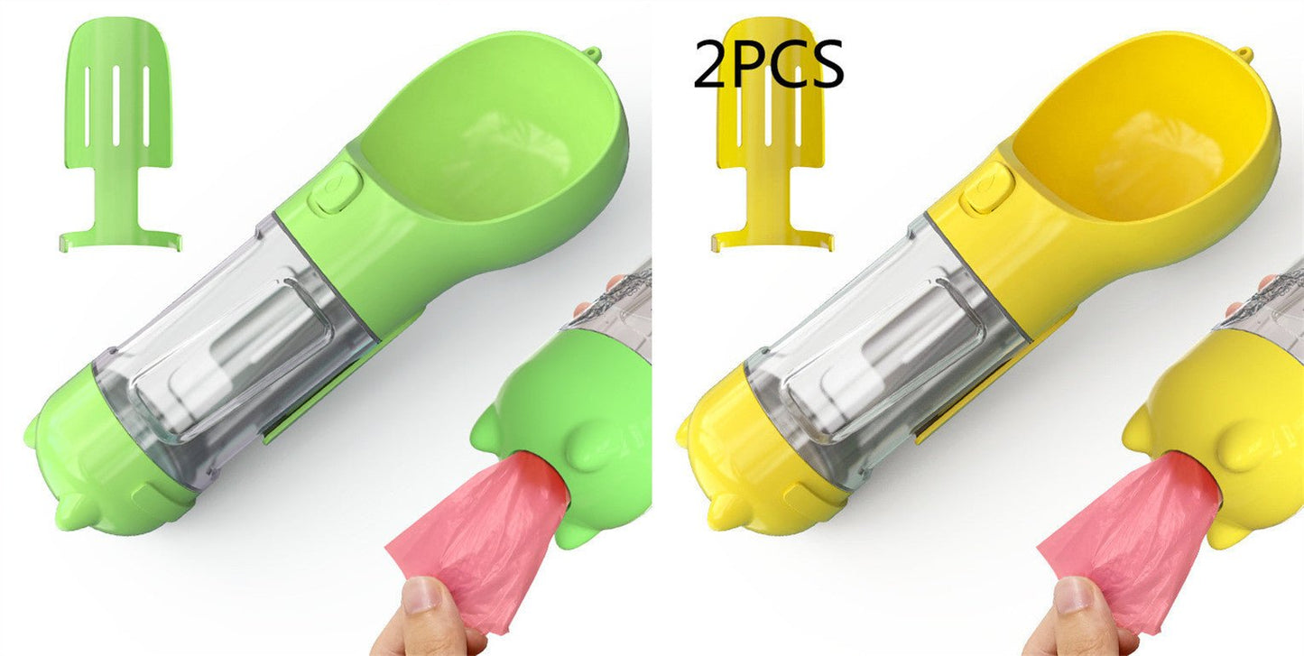 Pet Water Bottle Feeder Bowl Garbage Bag Storage Portable Pet Outdoor Travel 3 In 1 Dog Water Bottle - Expo GGreen yellow 2pcs.300ml0