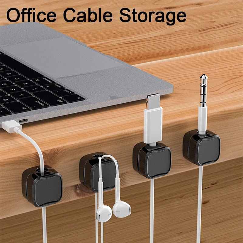Magnetic Cable Clip Under Desk Cable Management Adjustable Cord Holder Wire Organizer And Cable Management Wire Keeper - Expo G6 Pack White0