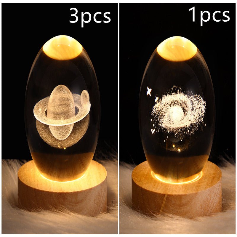 LED Night Light Galaxy Crystal Ball Table Lamp 3D Planet Moon Lamp Bedroom Home Decor For Kids Party Children Birthday Gifts - Expo GSolid Wood SeatSet13USB0
