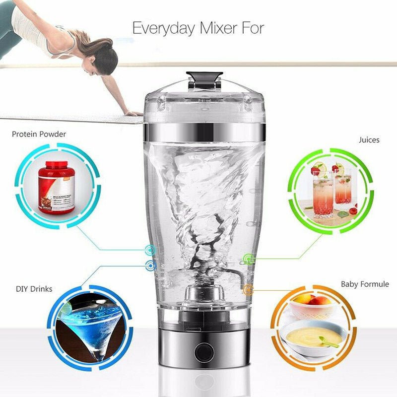 Electric Protein Shake Stirrer USB Shake Bottle Milk Coffee Blender Kettle Sports And Fitness Charging Electric Shaker Cup - Expo GWhiteUSB450ml0