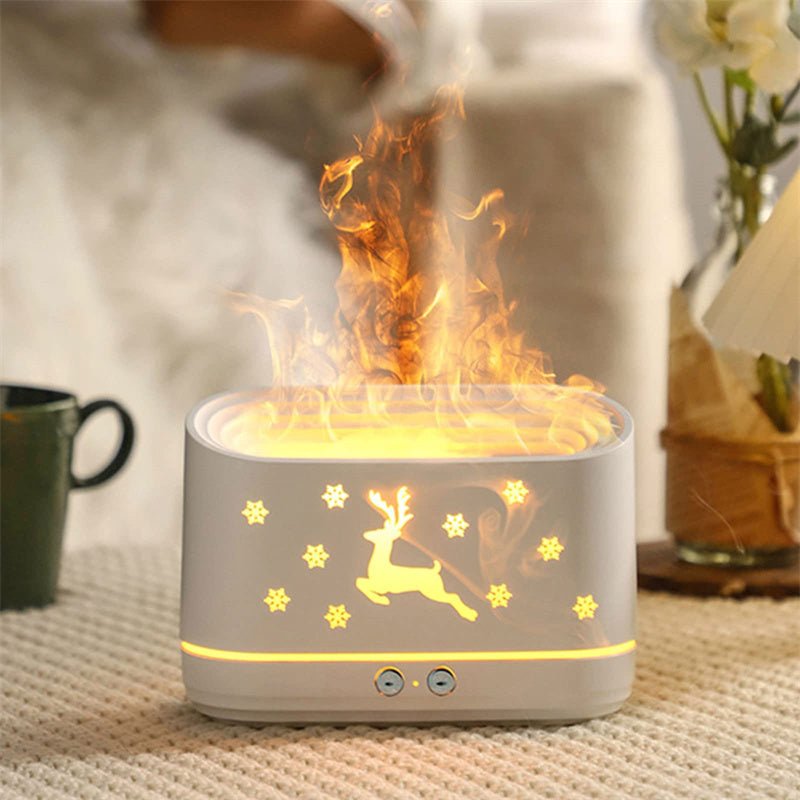 Elk Flame Humidifier Diffuser Mute Household Atmosphere Lamp Christmas Home Decorations - Expo GWhiteUSB0
