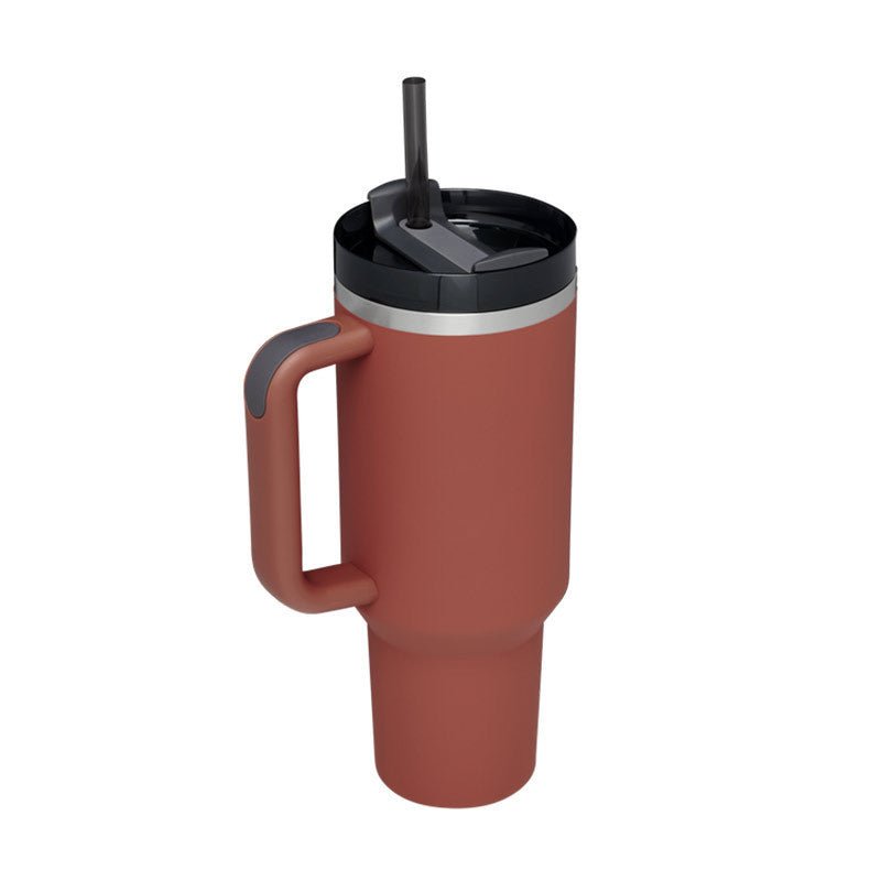 40 Oz Tumbler With Handle Straw Insulated, Stainless Steel Spill Proof Vacuum Coffee Cup Tumbler With Lid Tapered Mug Gifts For Valentine Lover Suitable For Car Gym Office Travel - Expo GRed rust1200ML1PC0