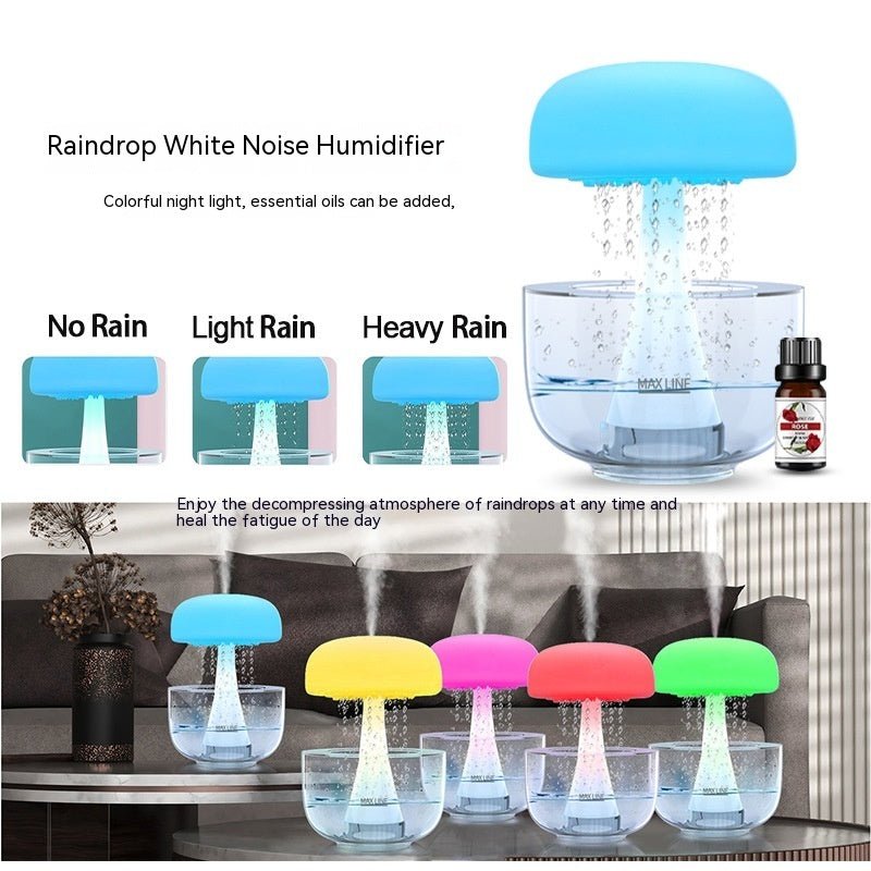 Jellyfish Raindrop Humidifier Ultrasonic Atomization Seven - color Ambience Light Cloud Rain Aroma Diffuser Home Decor - Expo GJH090