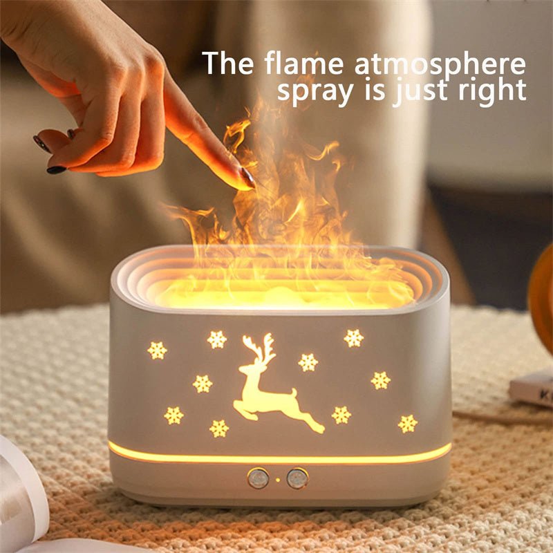Elk Flame Humidifier Diffuser Mute Household Atmosphere Lamp Christmas Home Decorations - Expo GWhiteUSB0