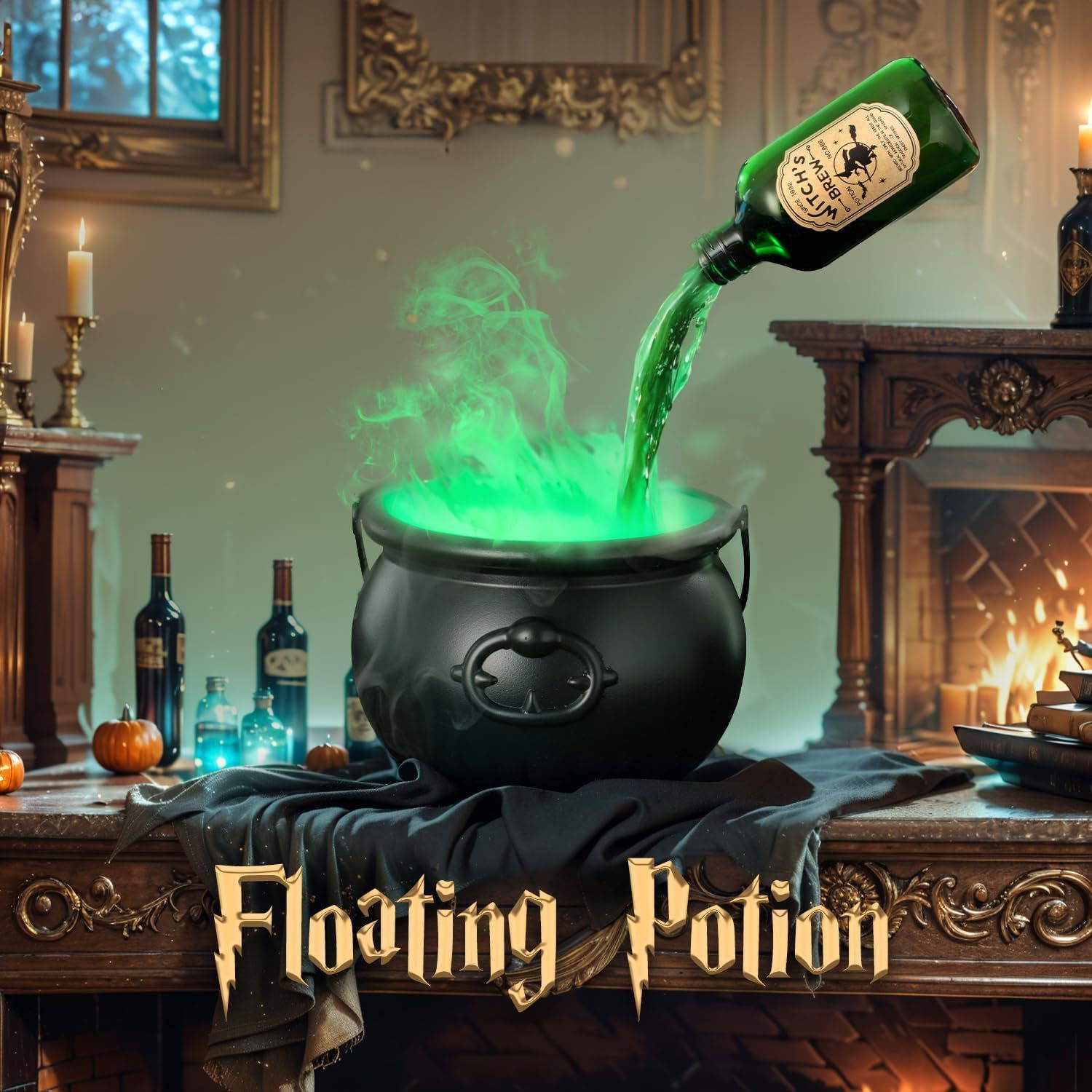 Halloween Black Wizard Bowl Magic Float Bottle And Diffuser Indoor Home Bar Magic Party Horror Ghost Props Halloween Decoration - Expo GLarge SizeBlack Witch Bowl0