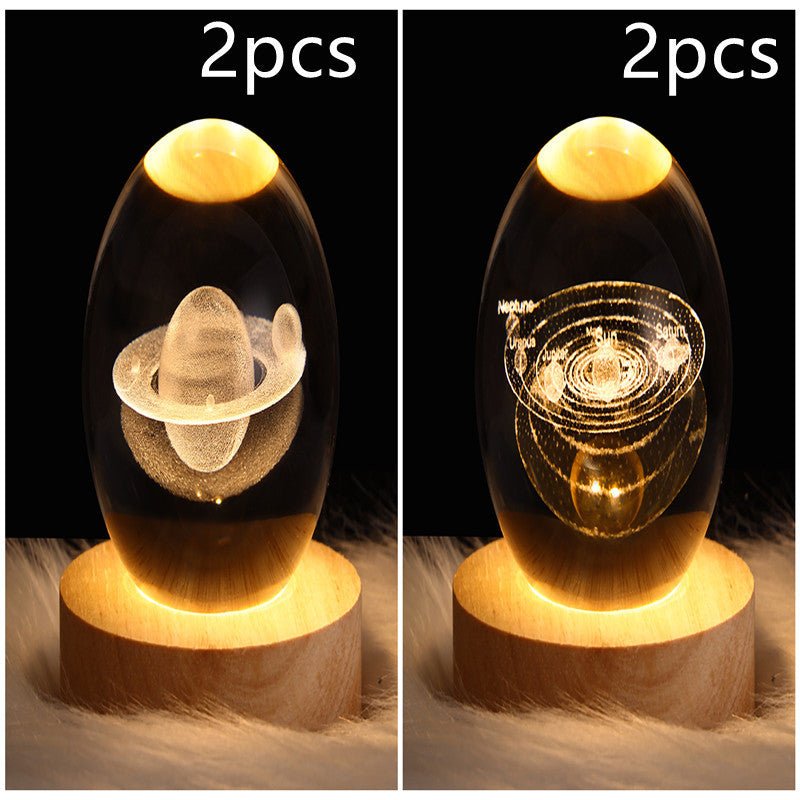 LED Night Light Galaxy Crystal Ball Table Lamp 3D Planet Moon Lamp Bedroom Home Decor For Kids Party Children Birthday Gifts - Expo GSolid Wood SeatSet20USB0