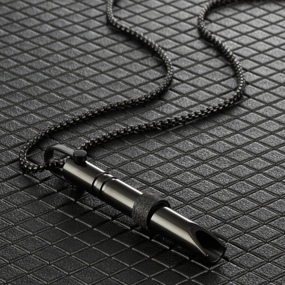 Couple Stainless Steel Mindfulness Breathing Necklace For Women Men Anxiety Relief Pendant Stress Panic Attack Relief Meditation - Expo GBlack0