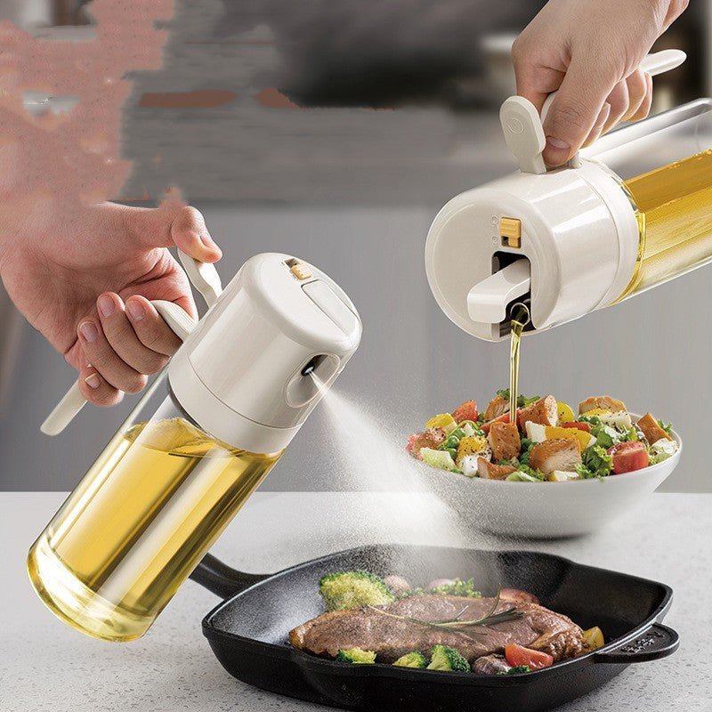 2 In 1 Oil Sprayer Bottle BBQ Cooking Oil Dispenser Olive Oil Pourers Sprayer Kitchen Baking Oil Mister Vinegar Bottle - Expo G550ml Warm Gray1PC0