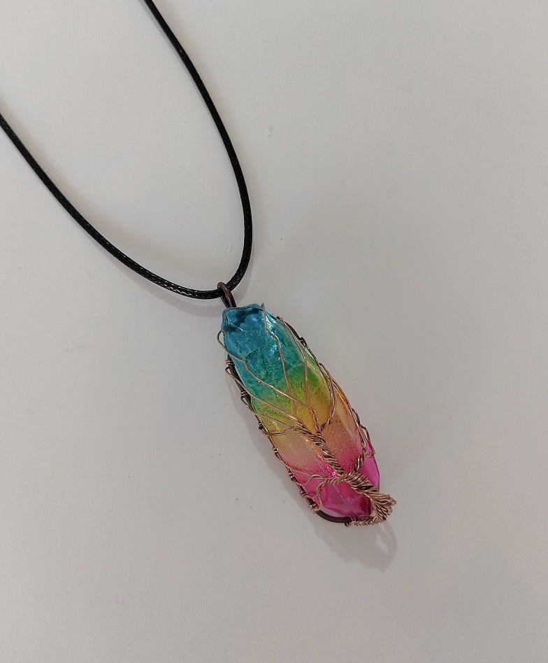 Hot Selling Stone Crystal Pillar Tree Of Life Pendant Ins Fashion Necklace - Expo GColorful1PCS0