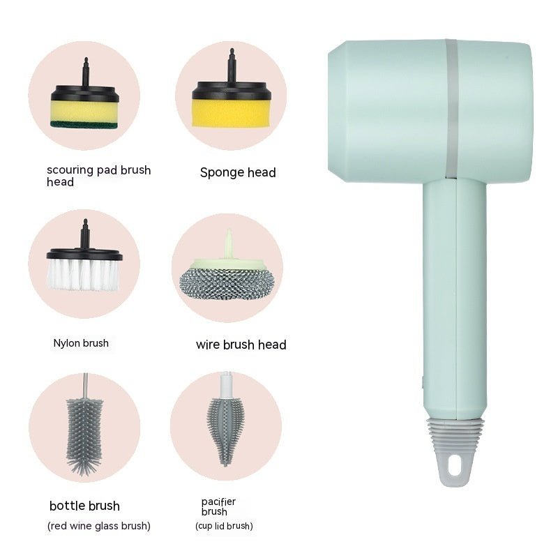 Electric Cleaning Brush Dishwashing Brush Automatic Wireless USB Rechargeable Professional Kitchen Bathtub Tile Cleaning Brushes - Expo GGreenSix headed0