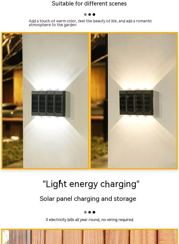 Solar Double - headed Wall Lamp Outdoor Yard Lamp Waterproof Outdoor Up - Expo GWhite Light0
