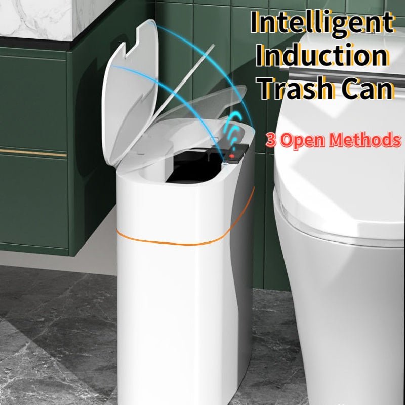 Smart Trash Can With Lid For Bedroom And Living Room Kitchen Storage Box Trash Can Induction Small Car Box Automatic Smart Dustbin Smart Trash Bin - Expo GGrey16L0