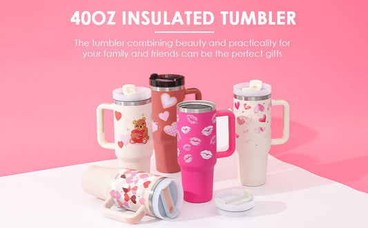40 Oz Tumbler With Handle Straw Insulated, Stainless Steel Spill Proof Vacuum Coffee Cup Tumbler With Lid Tapered Mug Gifts For Valentine Lover Suitable For Car Gym Office Travel - Expo GLight Green1200ML1PC0