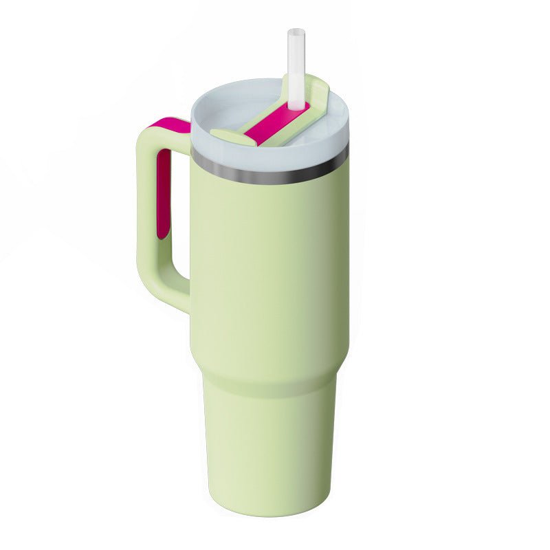 40 Oz Tumbler With Handle Straw Insulated, Stainless Steel Spill Proof Vacuum Coffee Cup Tumbler With Lid Tapered Mug Gifts For Valentine Lover Suitable For Car Gym Office Travel - Expo GLight Green1200ML1PC0