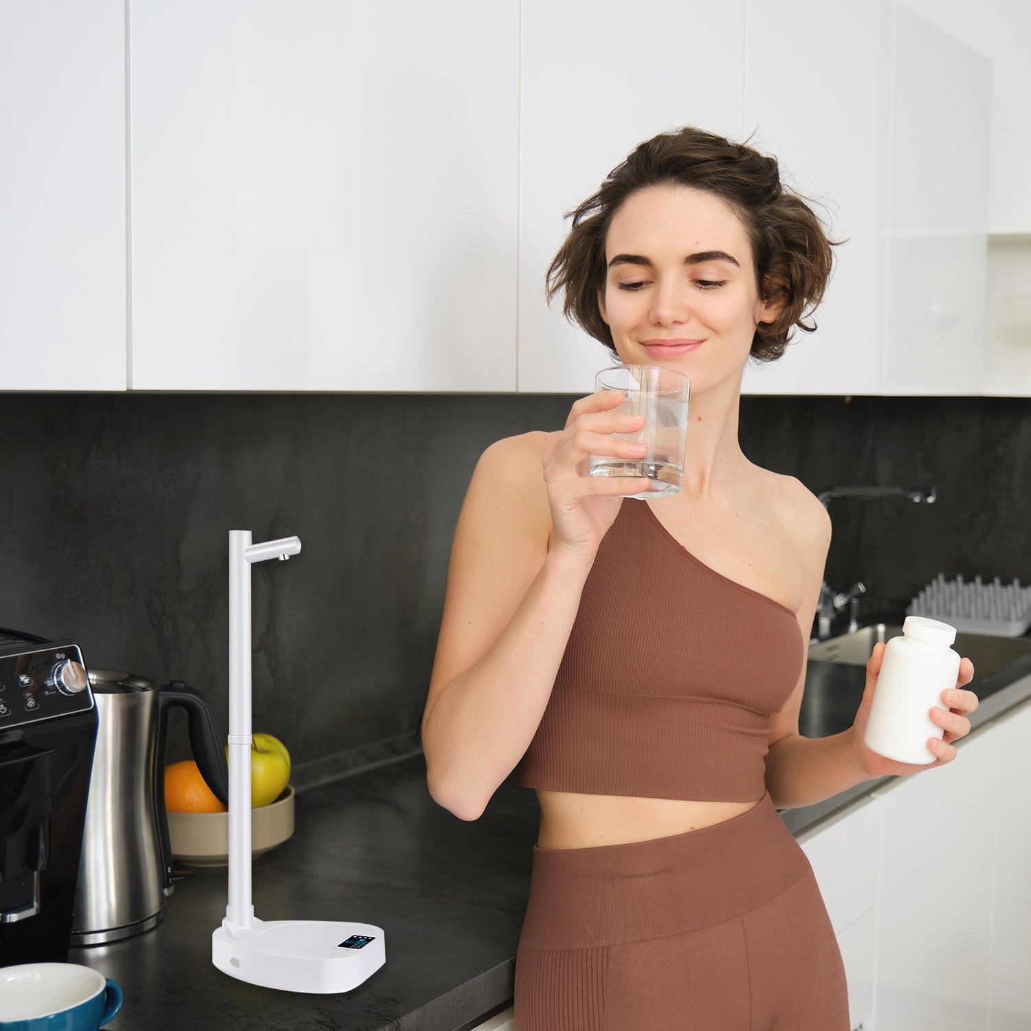 Added Extension Tupe Water Dispenser Automatic Water Bottle Desktop Rechargeable Water Dispenser With Stand - Expo GWhite0