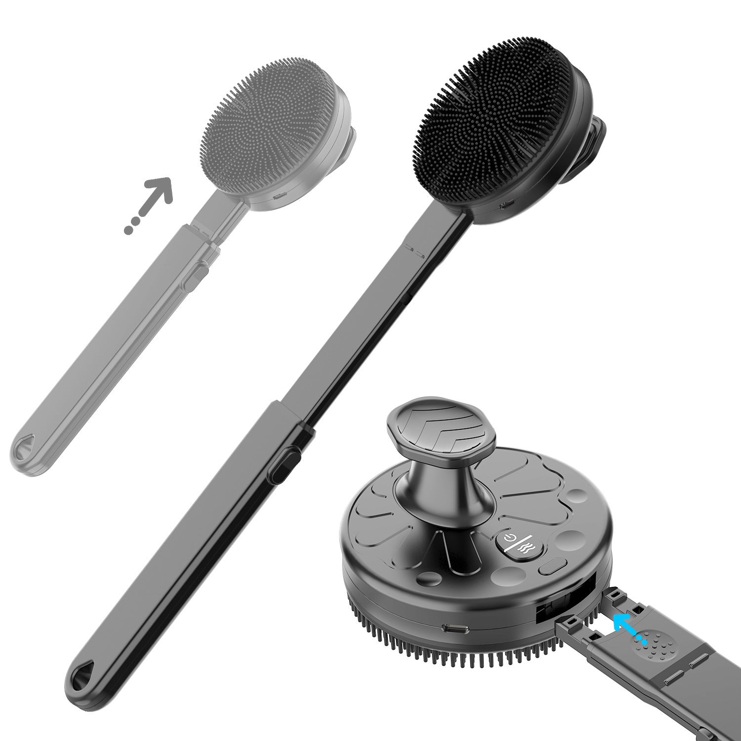Household Electric Vibrating Shower Brush - Expo GBlackUSB0