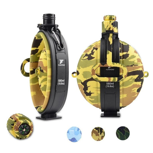 Outdoor Military Water Bottle Silicone Large Capacity Folding Water Kettle Hiking Camping Leak Proof Tour Water Bottle - Expo GArmy GreenDrinkware