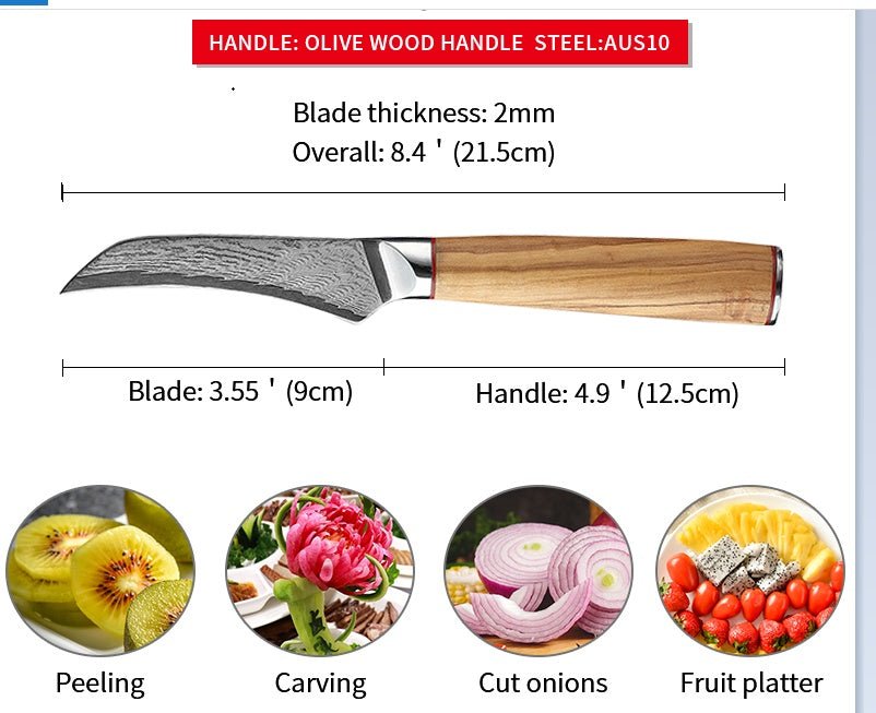 Damascus Knife Kitchen Kitchen Knife Peel Knife - Expo GSilver0