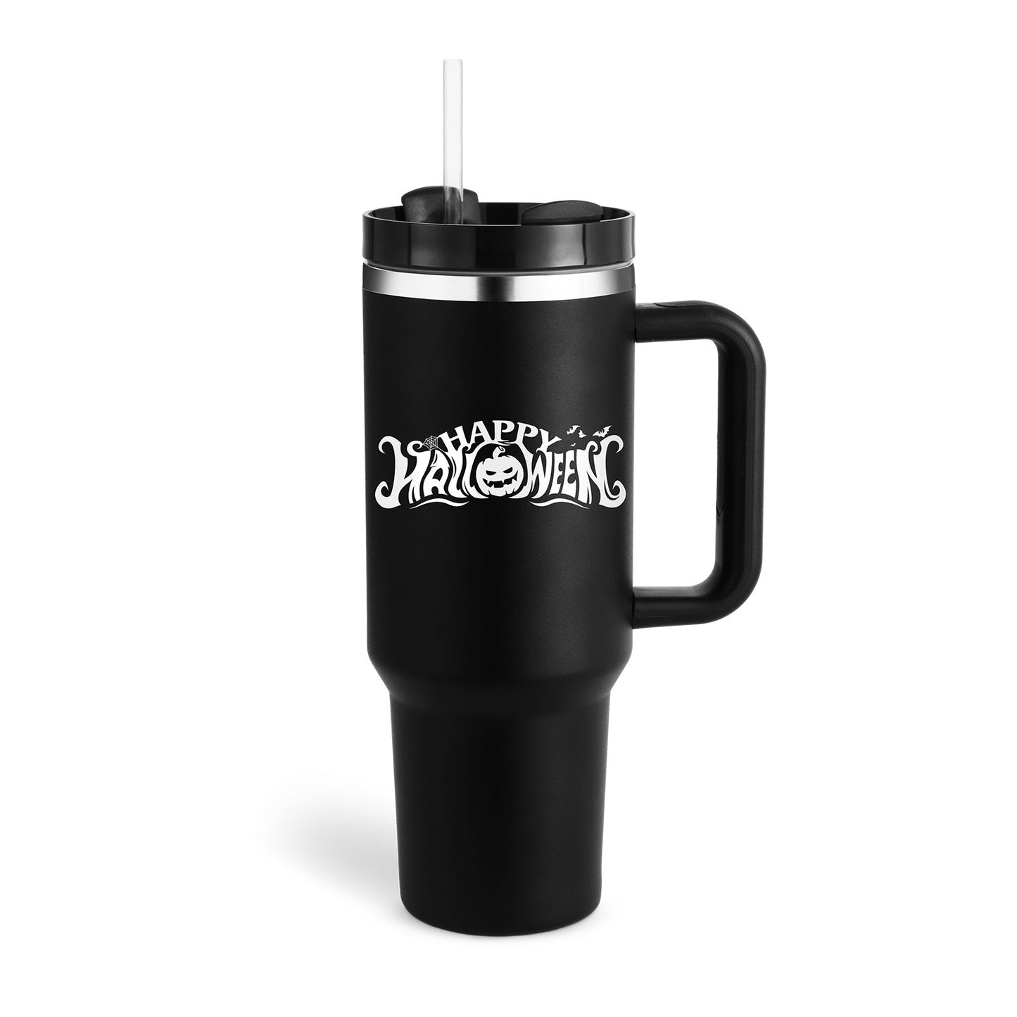 40 Oz Tumbler With Handle Straw Insulated, Stainless Steel Spill Proof Vacuum Coffee Cup Tumbler With Lid Tapered Mug Gifts For Valentine Lover Suitable For Car Gym Office Travel - Expo GHalloween Cream black1200ML1PC0