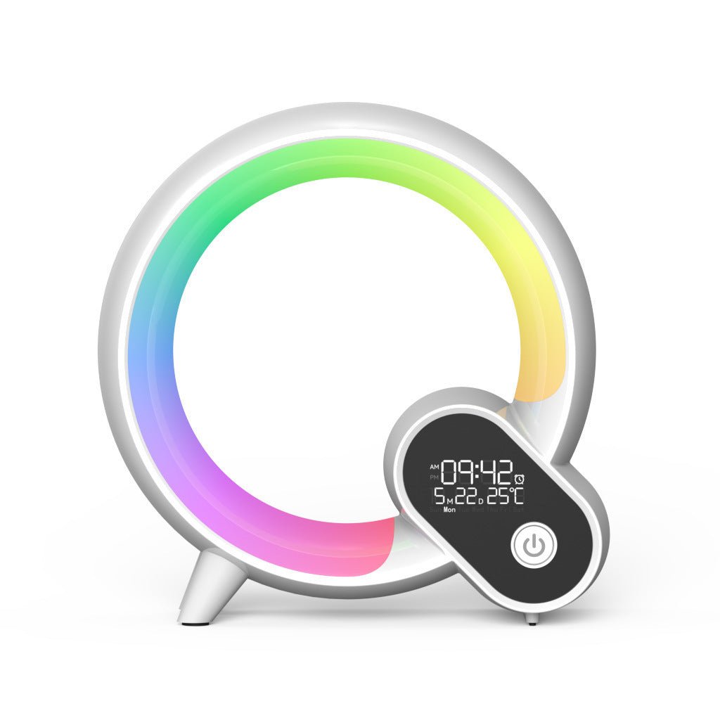 Creative Q Light Analog Sunrise Digital Display Alarm Clock Bluetooth Audio Intelligent Wake - up Q Colorful Atmosphere Light - Expo GWhiteUSB0
