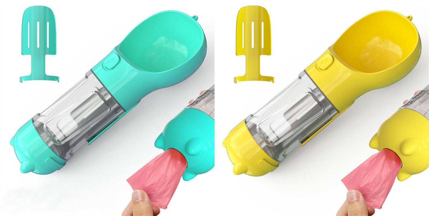 Pet Water Bottle Feeder Bowl Garbage Bag Storage Portable Pet Outdoor Travel 3 In 1 Dog Water Bottle - Expo GBlue yellow pcs300ml0