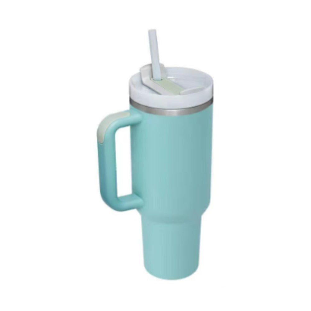 40 Oz Tumbler With Handle Straw Insulated, Stainless Steel Spill Proof Vacuum Coffee Cup Tumbler With Lid Tapered Mug Gifts For Valentine Lover Suitable For Car Gym Office Travel - Expo GSecond generation light green1200ML1PC0