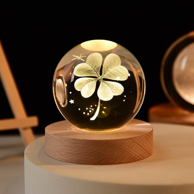 LED Night Light Galaxy Crystal Ball Table Lamp 3D Planet Moon Lamp Bedroom Home Decor For Kids Party Children Birthday Gifts - Expo GSolid Wood SeatClover 6CMUSB0