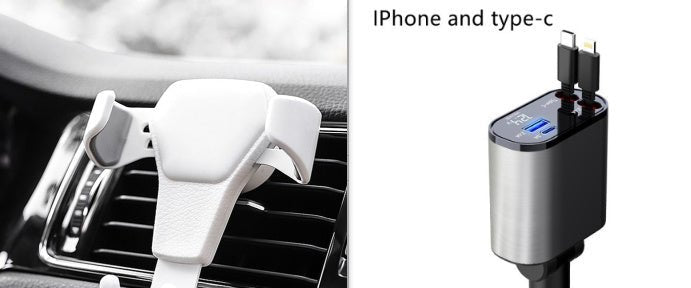 Metal Car Charger 100W Super Fast Charging Car Cigarette Lighter USB And TYPE - C Adapter - Expo GWhite1100W0