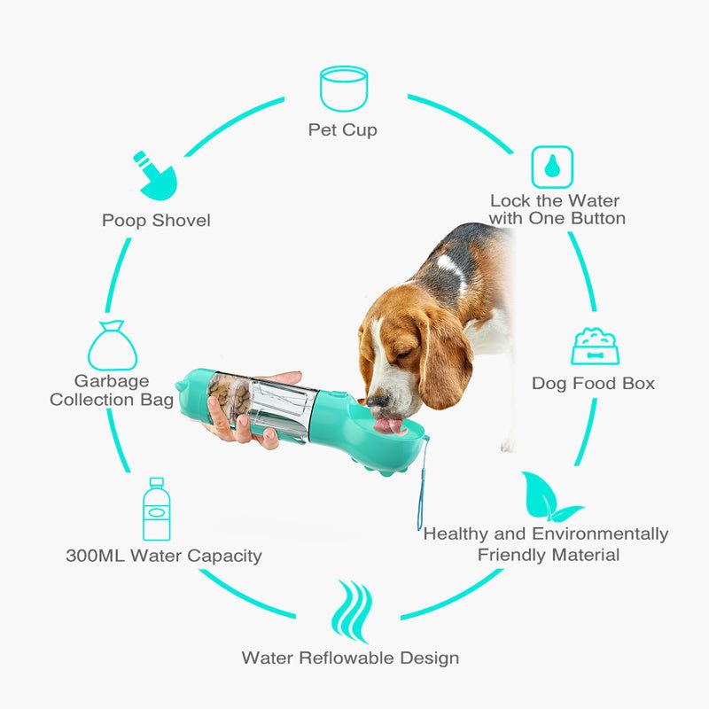Pet Water Bottle Feeder Bowl Garbage Bag Storage Portable Pet Outdoor Travel 3 In 1 Dog Water Bottle - Expo GPink2style500ml0