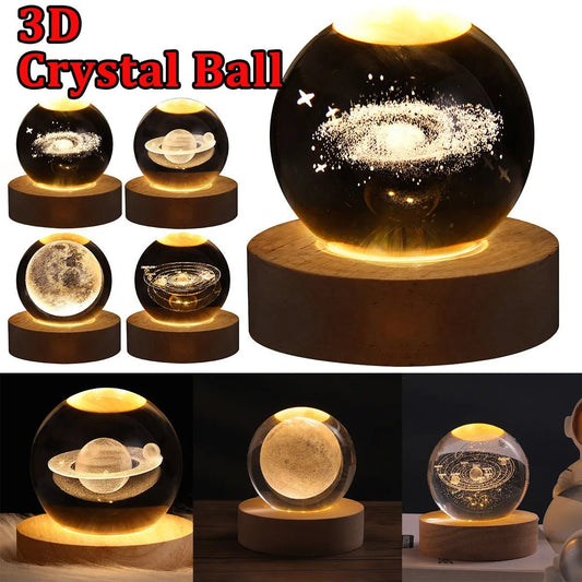 LED Night Light Galaxy Crystal Ball Table Lamp 3D Planet Moon Lamp Bedroom Home Decor For Kids Party Children Birthday Gifts - Expo GSolid Wood SeatFerris Wheel 6CMUSB0