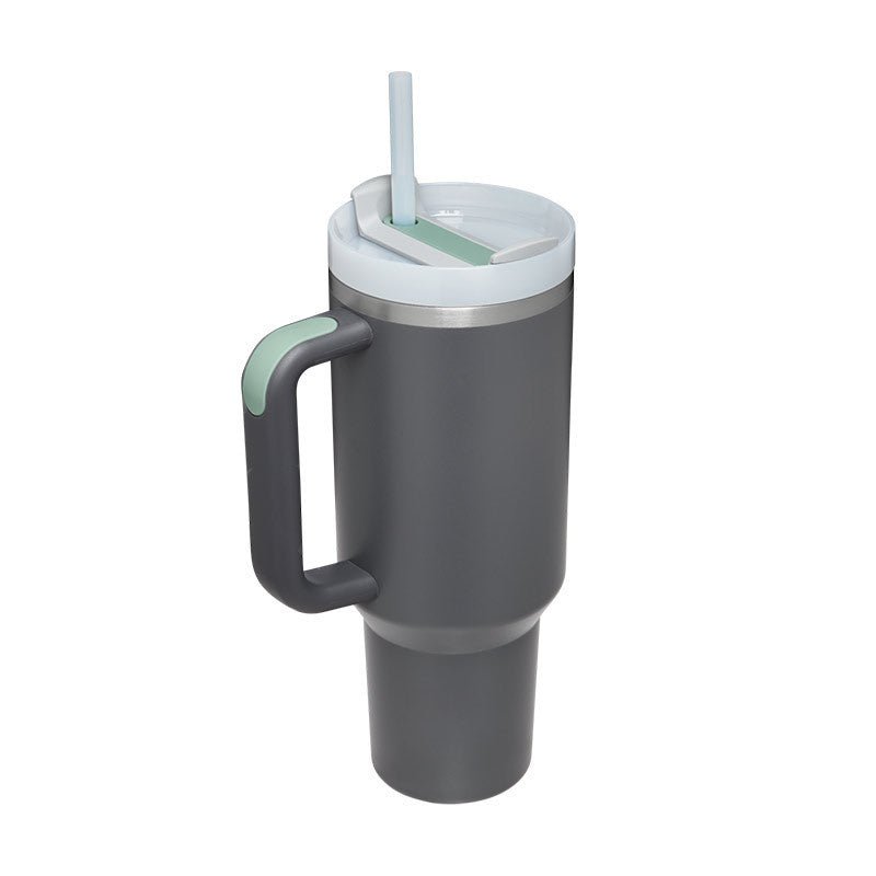 40 Oz Tumbler With Handle Straw Insulated, Stainless Steel Spill Proof Vacuum Coffee Cup Tumbler With Lid Tapered Mug Gifts For Valentine Lover Suitable For Car Gym Office Travel - Expo GCharcoal1200ML1PC0
