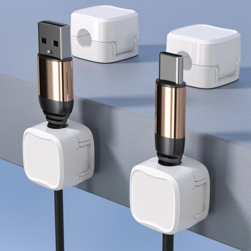 Magnetic Cable Clip Under Desk Cable Management Adjustable Cord Holder Wire Organizer And Cable Management Wire Keeper - Expo G6 Pack White0