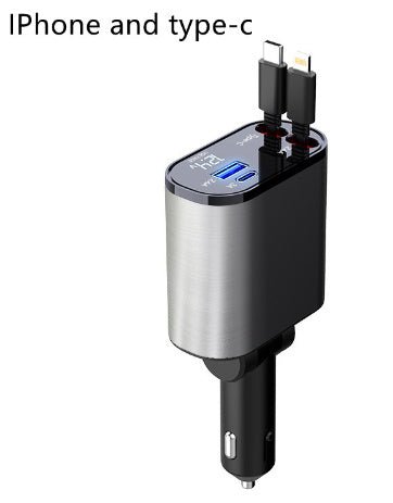 Metal Car Charger 100W Super Fast Charging Car Cigarette Lighter USB And TYPE - C Adapter - Expo GApple plus Huawei60W0