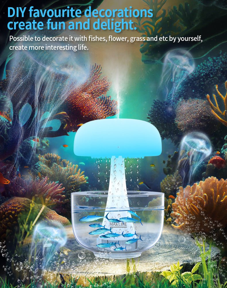 Jellyfish Raindrop Humidifier Ultrasonic Atomization Seven - color Ambience Light Cloud Rain Aroma Diffuser Home Decor - Expo GJH090