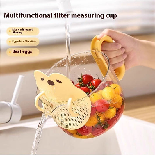 Cartoon Filter Measuring Cup With Scale Food Grade Multifunctional Egg Beater - Expo GGreen0