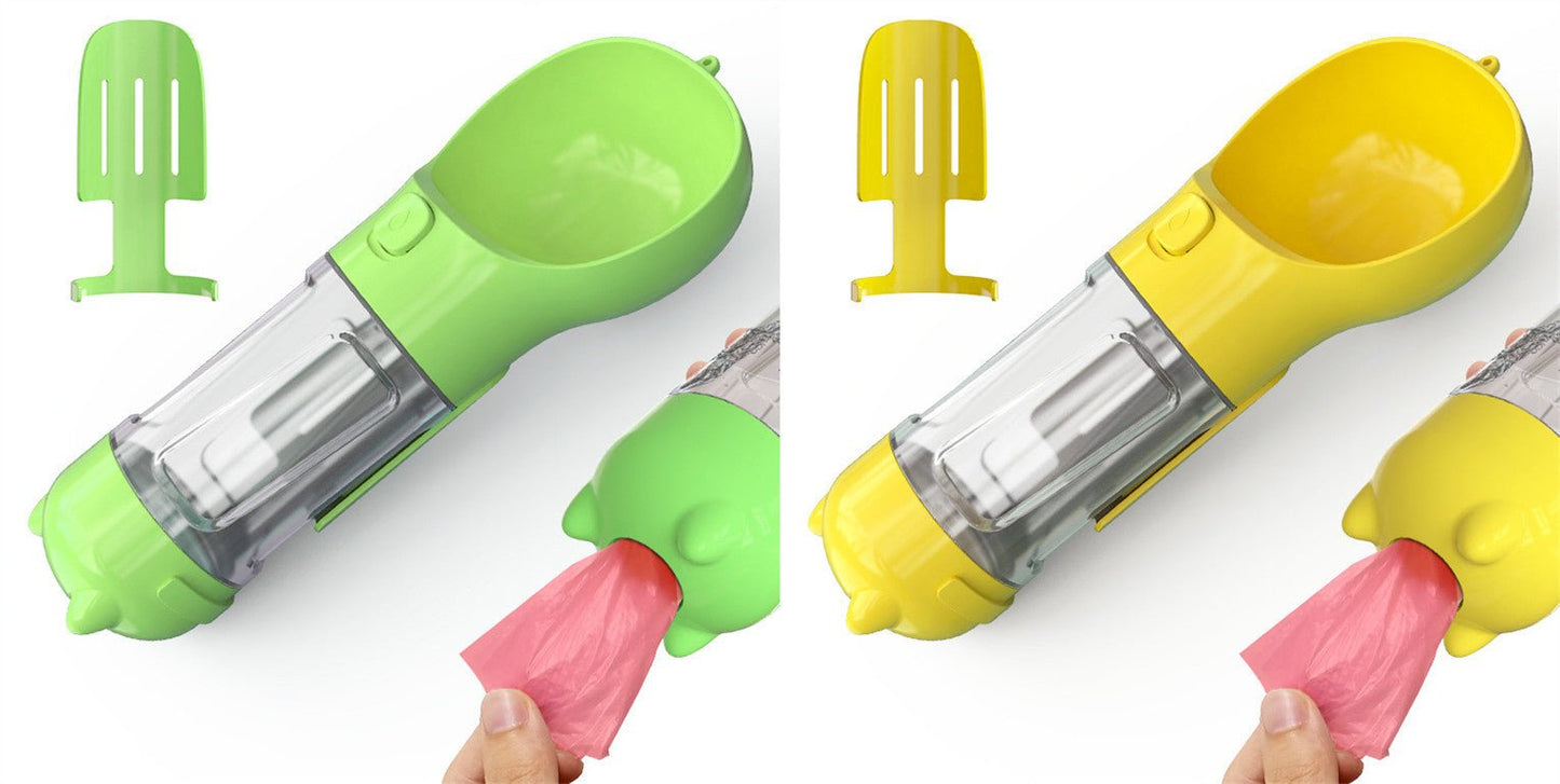 Pet Water Bottle Feeder Bowl Garbage Bag Storage Portable Pet Outdoor Travel 3 In 1 Dog Water Bottle - Expo GGreen yellow pcs300ml0