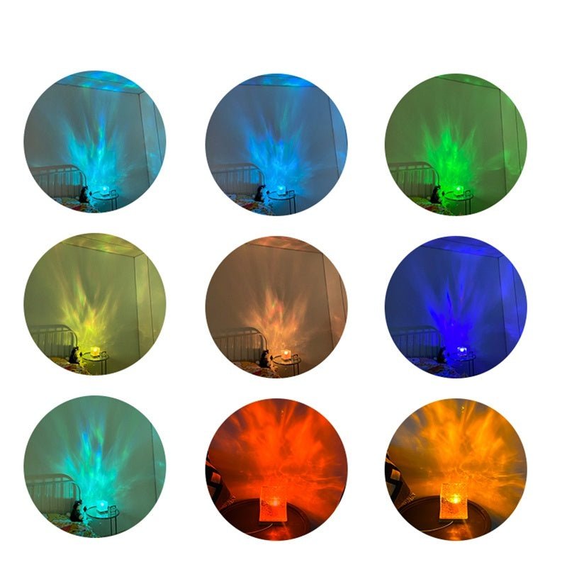 LED Water Ripple Ambient Night Light USB Rotating Projection Crystal Table Lamp RGB Dimmable Home Decoration 16 Color Gifts - Expo GTricolor dimmingUSB0
