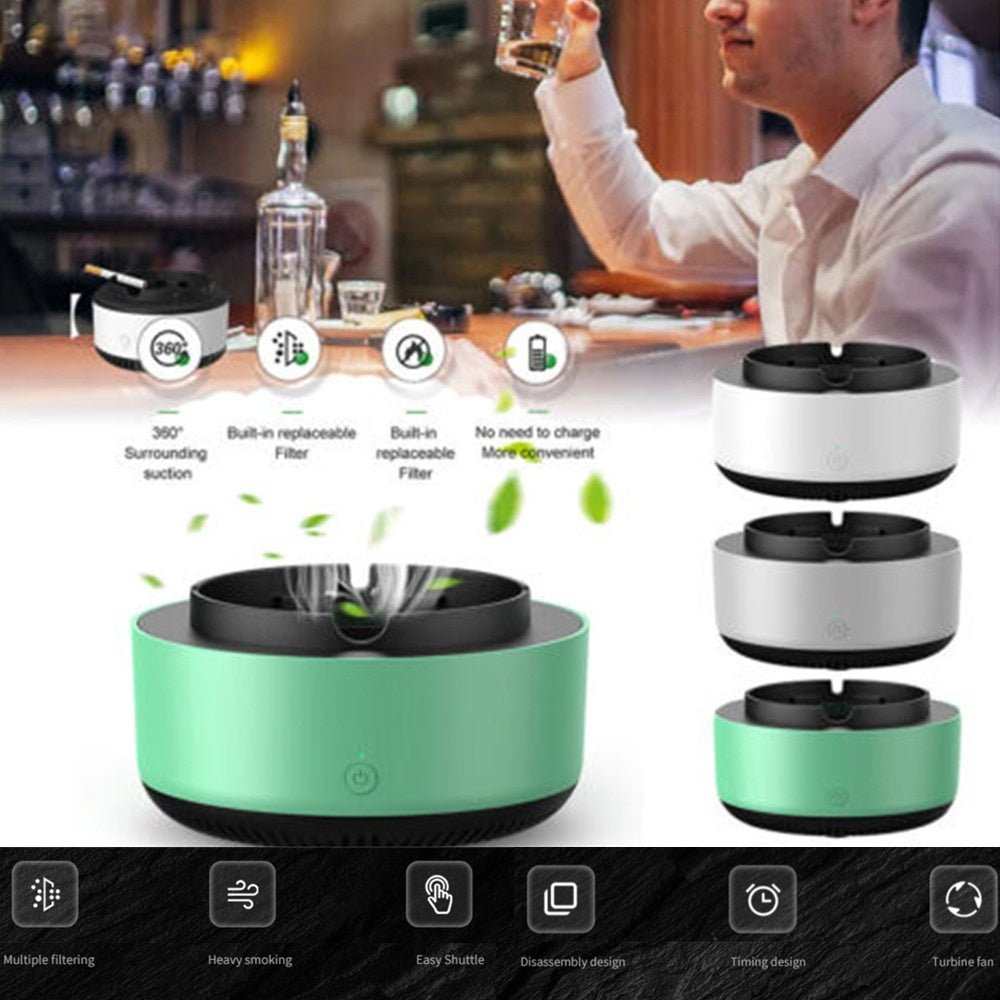 Smoke Removal Air Purification Ashtray Anion Purification Practical Automatic Purifier Ashtray Portable Gadgets For Car Ashtray - Expo GStarry Sky Green0