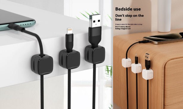 Magnetic Cable Clip Under Desk Cable Management Adjustable Cord Holder Wire Organizer And Cable Management Wire Keeper - Expo G3 black and 3 white0