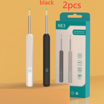 NE3 Ear Cleaner Otoscope Ear Wax Removal Tool With Camera LED Light Wireless Ear Endoscope Ear Cleaning Kit For I - phone - Expo GBlack 2pcsUSB0