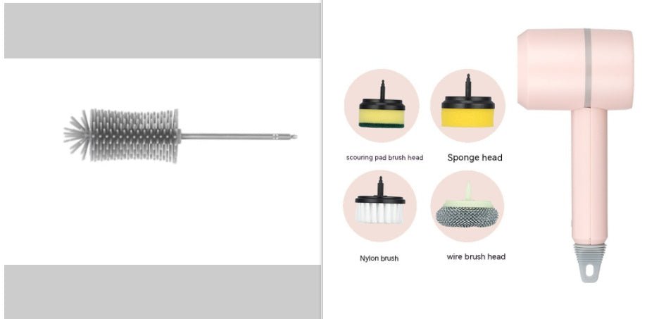 Electric Cleaning Brush Dishwashing Brush Automatic Wireless USB Rechargeable Professional Kitchen Bathtub Tile Cleaning Brushes - Expo GPink setFour headed0