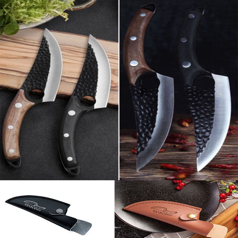 Slaughter Cutting Meat Boning Small Scimitar Special Skinning Killing Pigs Butcher - Expo GSheathBlack BrownQ2setLeather cover Knife