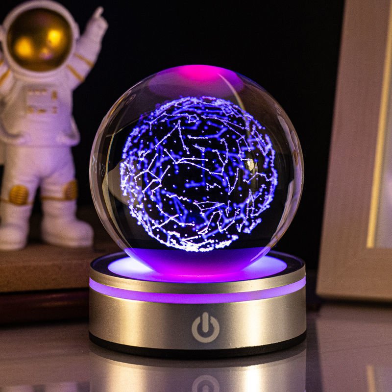 Creative 3D Inner Carving Luminous Crystal Ball Colorful Gradient Small Night Lamp Home Decorations Gifts Selection - Expo GConstellation8cm0