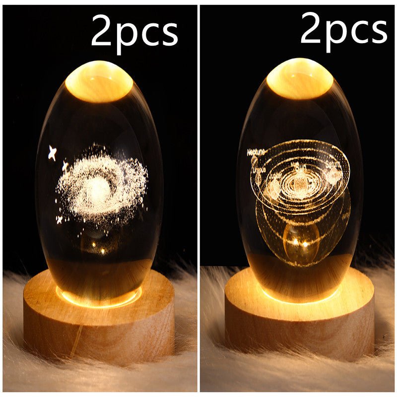 LED Night Light Galaxy Crystal Ball Table Lamp 3D Planet Moon Lamp Bedroom Home Decor For Kids Party Children Birthday Gifts - Expo GSolid Wood SeatSet43USB0