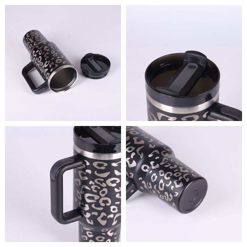 40 Oz Tumbler With Handle Straw Insulated, Stainless Steel Spill Proof Vacuum Coffee Cup Tumbler With Lid Tapered Mug Gifts For Valentine Lover Suitable For Car Gym Office Travel - Expo GLight Green1200ML1PC0