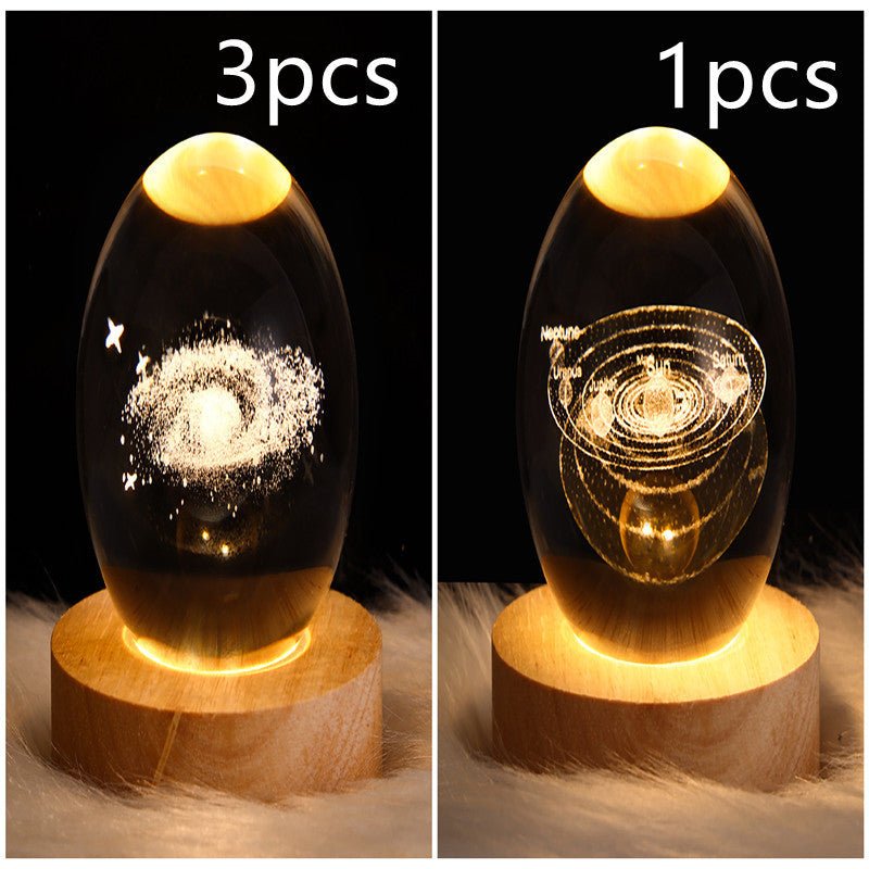 LED Night Light Galaxy Crystal Ball Table Lamp 3D Planet Moon Lamp Bedroom Home Decor For Kids Party Children Birthday Gifts - Expo GSolid Wood SeatSet42USB0