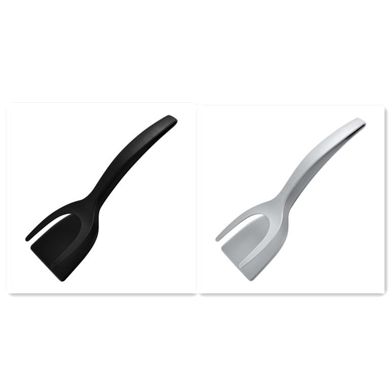 2 In 1 Grip And Flip Tongs Egg Spatula Tongs Clamp Pancake Fried Egg French Toast Omelet Overturned Kitchen Accessories - Expo GBlack gray0