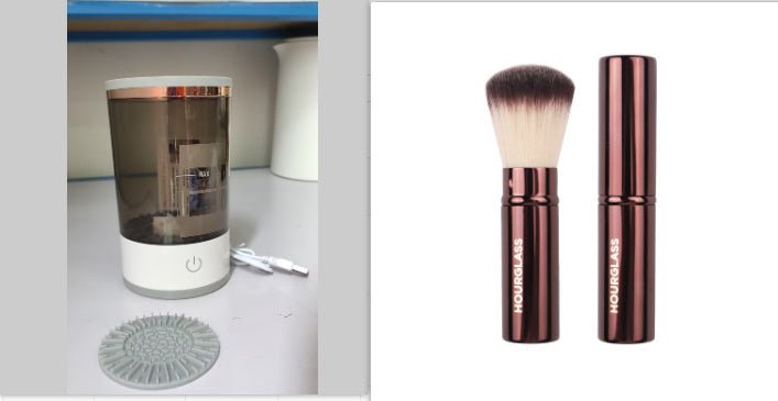 Women Eye Shadow Brush Cleaning Tool Portable Electric Makeup Brush Cleaner Machine With USB Charging Automatic Cosmetic Brush - Expo GGrey and white setUSB0